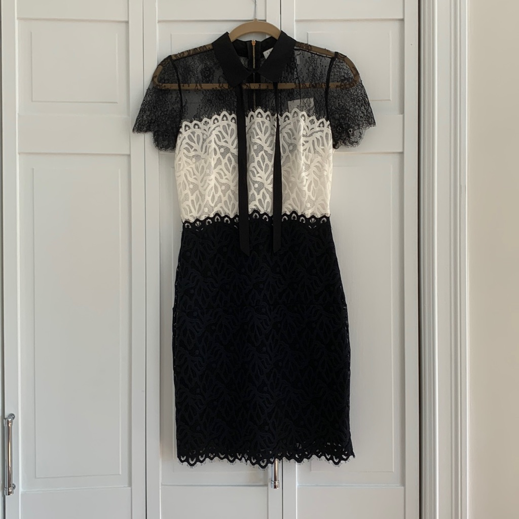 Nwot Sandro Two-Tone Black And White Cocktail Dress